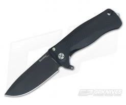 LionSteel SR-22 Mini Aluminum Black Integral Flipper Black Sleipner SR22A BB