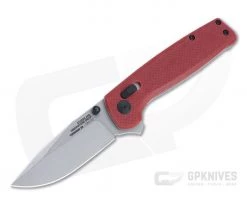 SOG Terminus XR Stonewashed D2 Crimson G10 XR Lock Flipper TM1023-BX