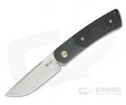 Reate Tribute Frosted Satin M390 Zirconium Bolstered Carbon Fiber Liner Lock Front Flipper