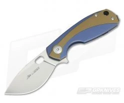Viper Lille Satin M390 Blue Titanium Liner Lock Flipper Bronze Anodized Overlay V5962BLBR