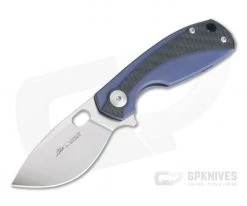 Viper Lille Satin M390 Blue Titanium Liner Lock Flipper Carbon Fiber Overlay V5962BLFC