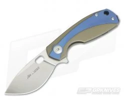 Viper Lille Satin M390 Bronze Titanium Liner Lock Flipper Blue Anodized Overlay V5962BRBL