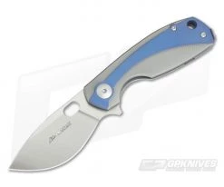Viper Lille Satin M390 Titanium Liner Lock Flipper Blue Anodized Overlay V5962TIBL