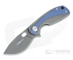 Viper Lille Black Stonewashed M390 Titanium Liner Lock Flipper Blue Anodized Overlay V5963TIBL