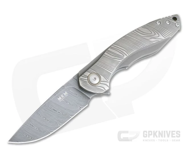 MKM Mikita Voxnaes Timavo Liner Lock Flipper Blasted Milled Titanium Damasteel VP02-D 3 MKM Mikita Voxnaes Timavo Liner Lock Flipper Blasted Milled Titanium Damasteel VP02-D
