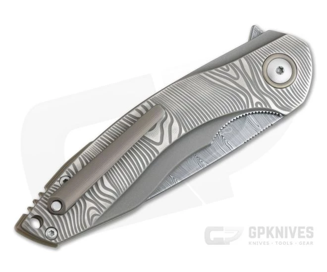 MKM Mikita Voxnaes Timavo Liner Lock Flipper Blasted Milled Titanium Damasteel VP02-D 4 MKM Mikita Voxnaes Timavo Liner Lock Flipper Blasted Milled Titanium Damasteel VP02-D - Image 2
