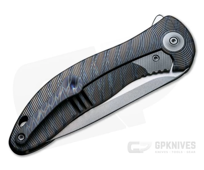 WE Knives Synergy2v2 Drop Point Flipper Stonewashed 20CV Integral Flamed Titanium Folder WE18046D-2 4 WE Knives Synergy2v2 Drop Point Flipper Stonewashed 20CV Integral Flamed Titanium Folder WE18046D-2 - Image 2