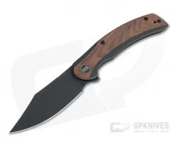 WE Knives Snick Black Stonewashed 20CV Cuibourtia Wood Inlaid Nested Frame Lock Flipper WE19022F-3