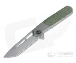 WE Knives Arsenal Ostap Hel Gray Stonewashed 20CV OD Green G10 Frame Lock Flipper WE20073-1