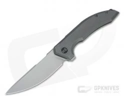 WE Knives Quixotic Blasted 20CV Stonewashed Gray Titanium Flipper WE21016-1