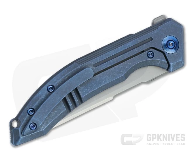 WE Knives Quixotic Blasted 20CV Stonewashed Blue Titanium Flipper WE21016-3 4 WE Knives Quixotic Blasted 20CV Stonewashed Blue Titanium Flipper WE21016-3 - Image 2