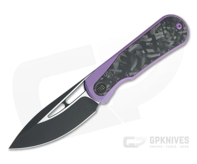 WE Knives x Hel Baloo Front Flipper Black Stonewashed 20CV Shred Carbon Fiber Purple Titanium Folder WE21033-3 3 WE Knives x Hel Baloo Front Flipper Black Stonewashed 20CV Shred Carbon Fiber Purple Titanium Folder WE21033-3