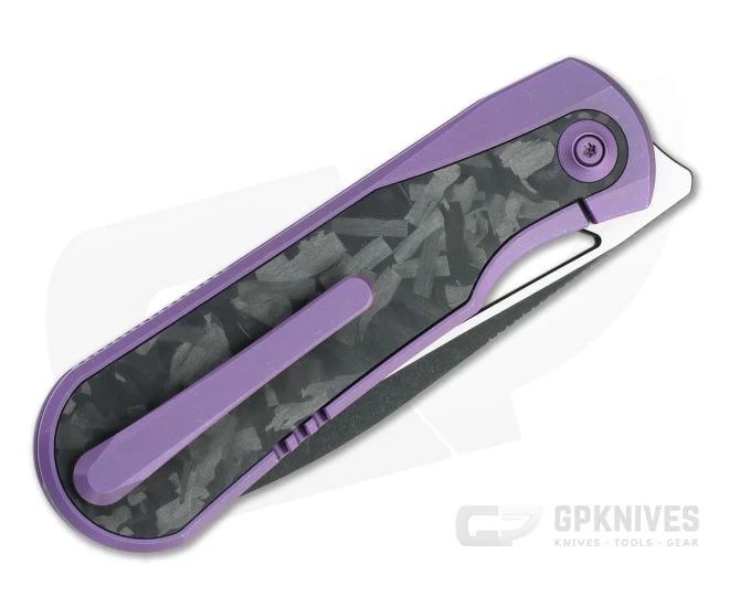 WE Knives x Hel Baloo Front Flipper Black Stonewashed 20CV Shred Carbon Fiber Purple Titanium Folder WE21033-3 4 WE Knives x Hel Baloo Front Flipper Black Stonewashed 20CV Shred Carbon Fiber Purple Titanium Folder WE21033-3 - Image 2