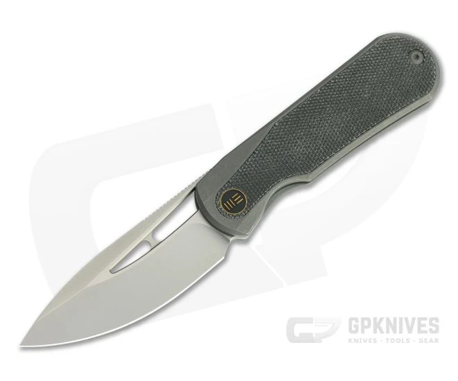 WE Knives x Hel Baloo Front Flipper Blasted 20CV Dark Green Micarta Gray Titanium Folder WE21033-4 3 WE Knives x Hel Baloo Front Flipper Blasted 20CV Dark Green Micarta Gray Titanium Folder WE21033-4