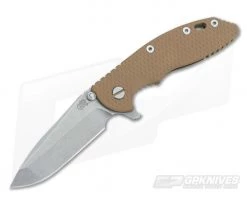 Hinderer Knives XM-18 3.5" Coyote Spanto Flipper Battle Bronze Frame