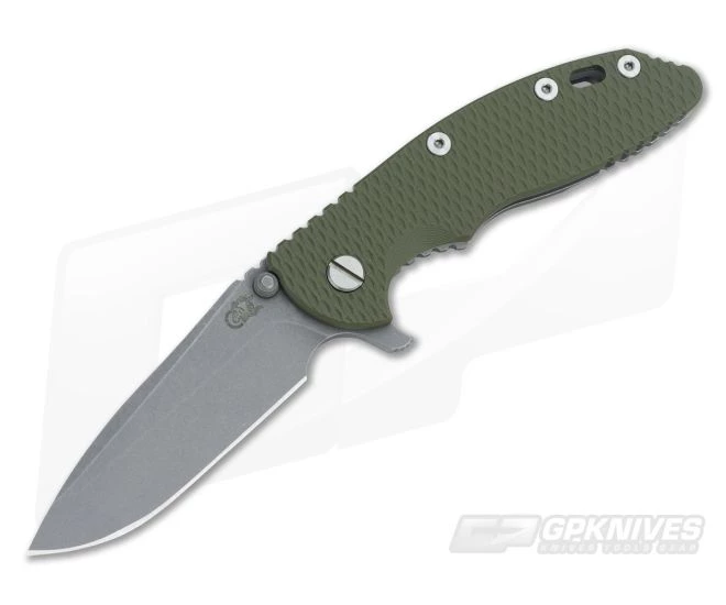 Hinderer Knives XM-18 3.5" OD Green Spanto Flipper Working Finish 3 Hinderer Knives XM-18 3.5" OD Green Spanto Flipper Working Finish