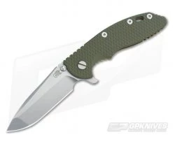 Hinderer Knives XM-18 3.5" OD Green Spanto Flipper Battle Bronze Frame