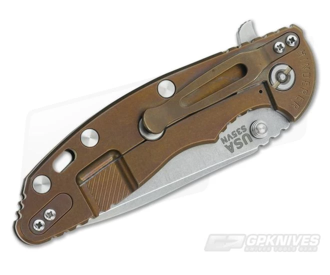 Hinderer Knives XM-18 3.5" OD Green Spanto Flipper Battle Bronze Frame 4 Hinderer Knives XM-18 3.5" OD Green Spanto Flipper Battle Bronze Frame - Image 2