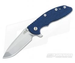 Hinderer Knives XM-18 3.5" Blue-Black Spanto Flipper Battle Blue Frame