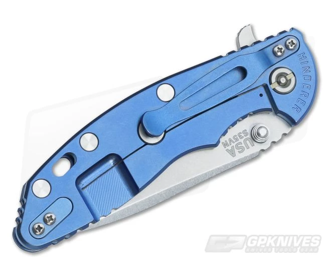 Hinderer Knives XM-18 3.5" Blue-Black Spanto Flipper Battle Blue Frame 4 Hinderer Knives XM-18 3.5" Blue-Black Spanto Flipper Battle Blue Frame - Image 2