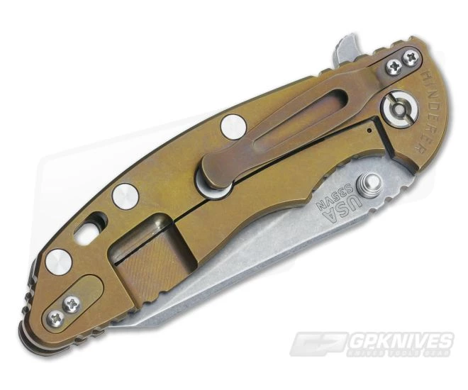 Hinderer Knives XM-18 3.5" Indigo-Black Fatty Wharncliffe Battle Bronze Frame 4 Hinderer Knives XM-18 3.5" Indigo-Black Fatty Wharncliffe Battle Bronze Frame - Image 2