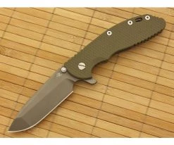 Hinderer Knives XM-24 Anthracite DLC Spanto Flipper Green G10