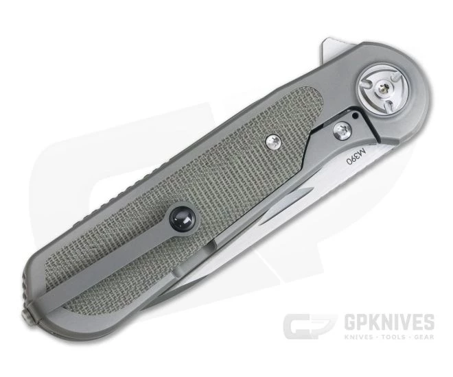 Liong Mah Design Zulu Green Canvas Micarta Titanium Frame Lock Flipper M390 4 Liong Mah Design Zulu Green Canvas Micarta Titanium Frame Lock Flipper M390 - Image 2
